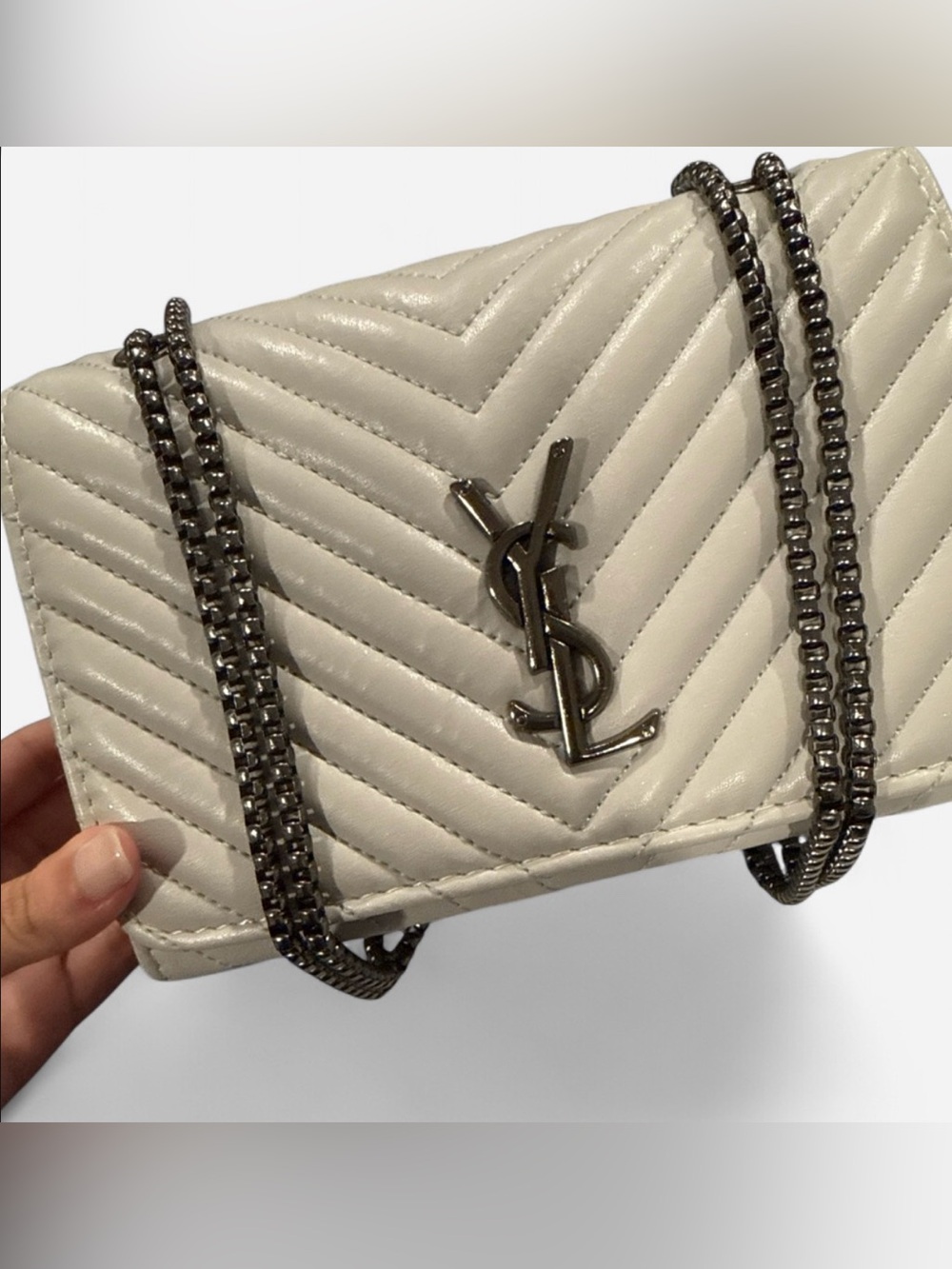 Light Gray Quilted Chain Bag